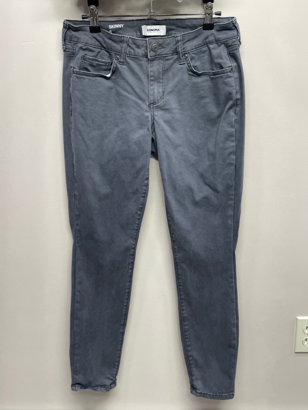 Sonoma Gray Skinny Pants Mid Rise Five Pocket Style 6